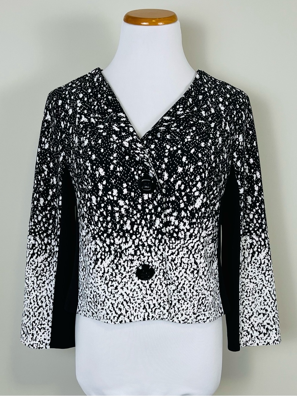 Joseph Ribkoff Black & White Speckle Cropped Blazer